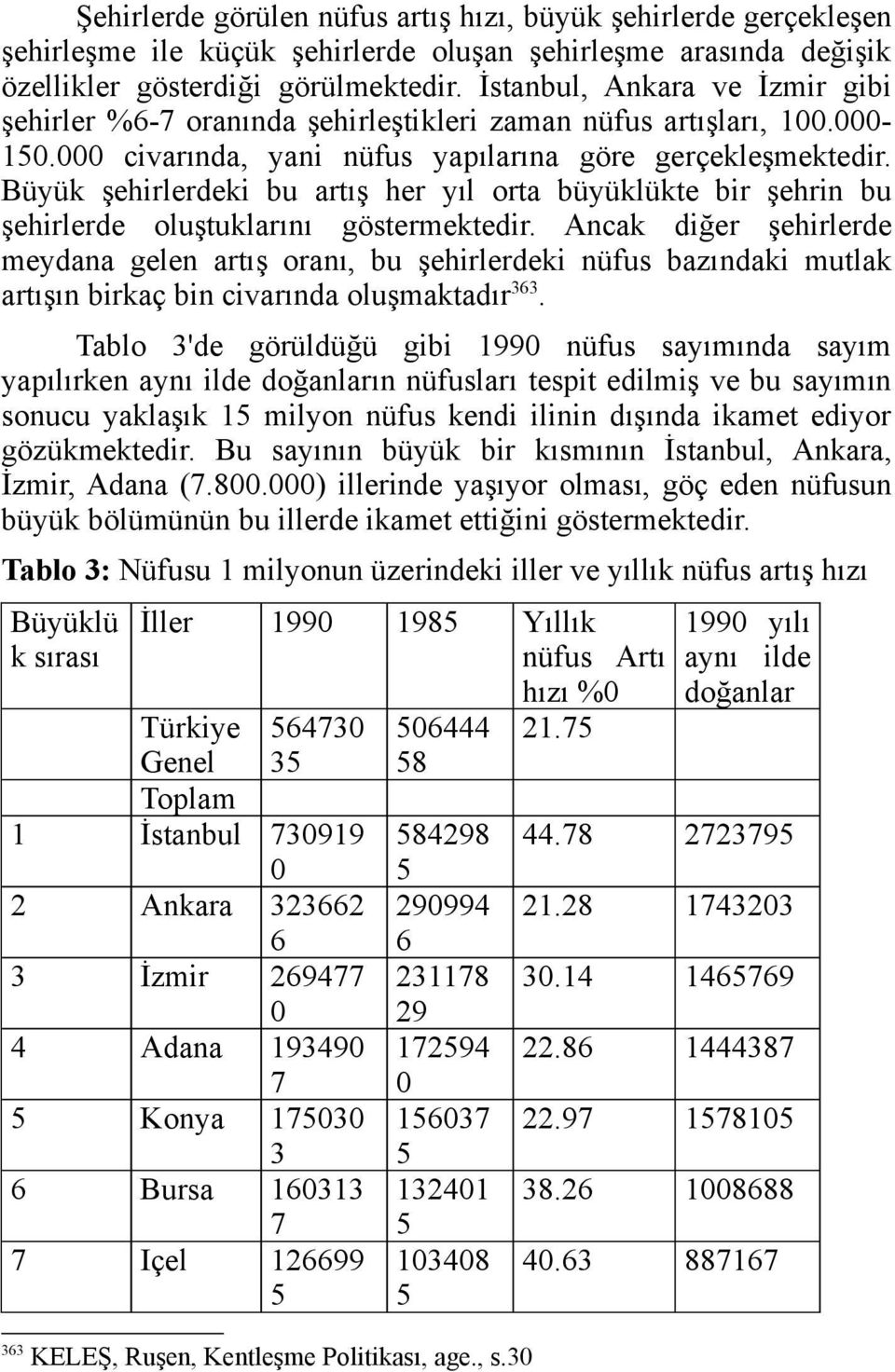 Büyük şehirlerdeki bu artış her yıl orta büyüklükte bir şehrin bu şehirlerde oluştuklarını göstermektedir.