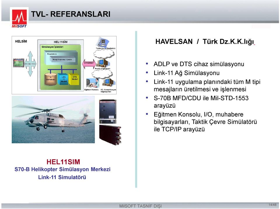 M tipi mesajların üretilmesi ve işlenmesi S-70B MFD/CDU ile Mil-STD-1553 arayüzü Eğitmen