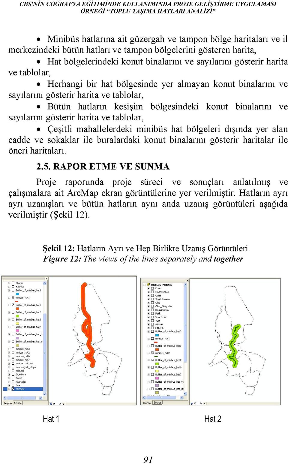 harita ve tablolar, Bütün hatların kesişim bölgesindeki konut binalarını ve sayılarını gösterir harita ve tablolar, Çeşitli mahallelerdeki minibüs hat bölgeleri dışında yer alan cadde ve sokaklar ile