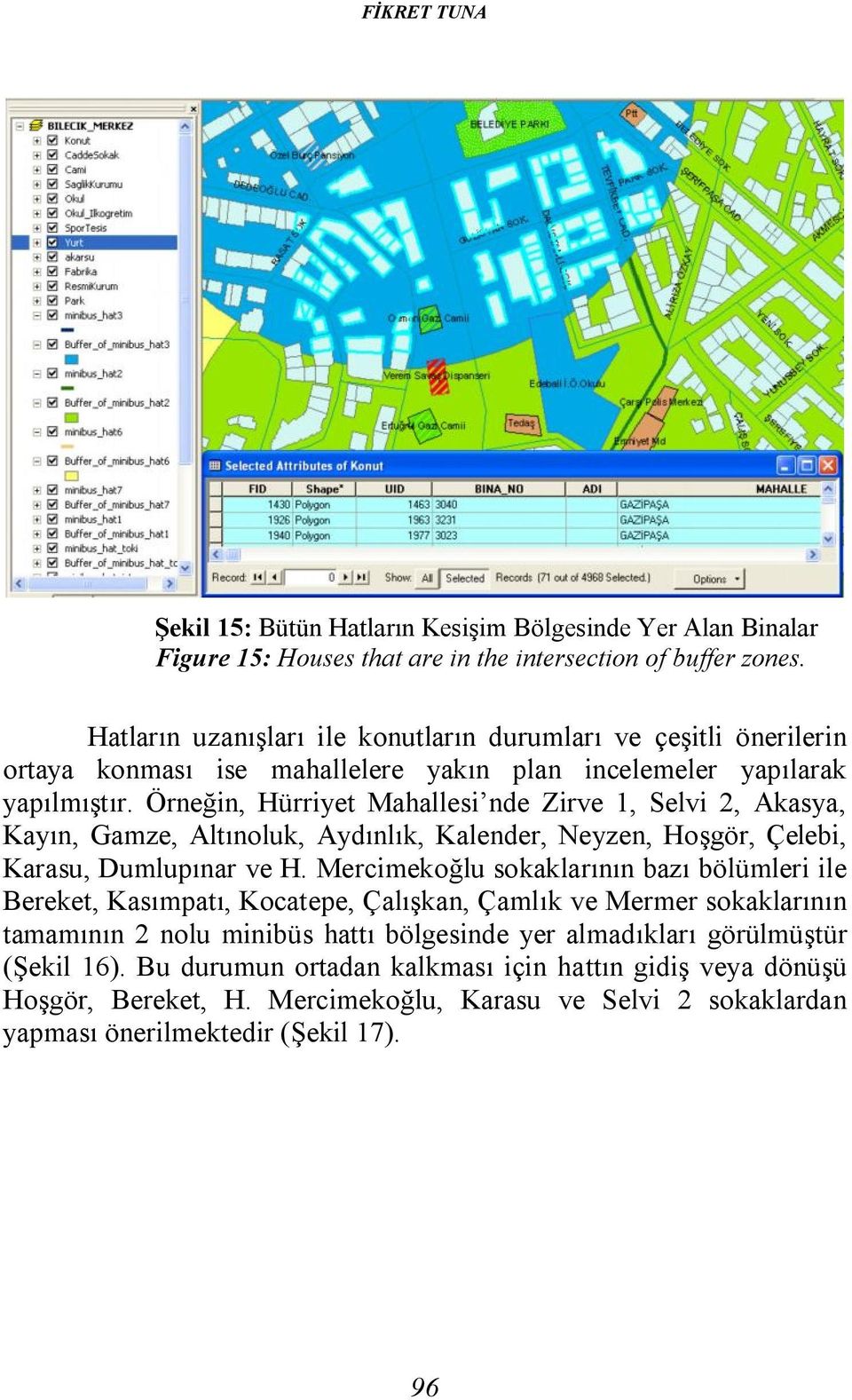 Örneğin, Hürriyet Mahallesi nde Zirve 1, Selvi 2, Akasya, Kayın, Gamze, Altınoluk, Aydınlık, Kalender, Neyzen, Hoşgör, Çelebi, Karasu, Dumlupınar ve H.