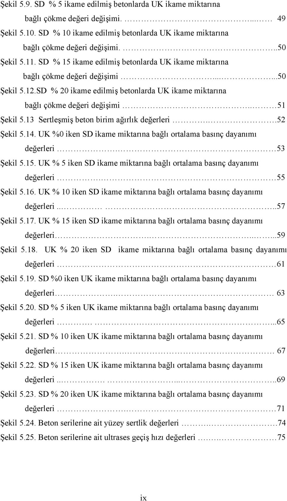 13 Sertleşmiş beton birim ağırlık değerleri..52 Şekil 5.14. UK %0 iken SD ikame miktarına bağlı ortalama basınç dayanımı değerleri. 53 Şekil 5.15.