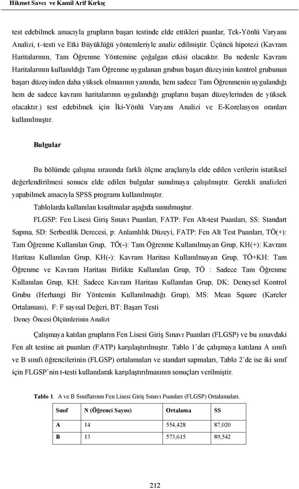 Bu nedenle Kavram Haritalar n n kullan ld Tam Ö renme uygulanan grubun ba ar düzeyinin kontrol grubunun ba ar düzeyinden daha yüksek olmas n n yan nda, hem sadece Tam Ö renmenin uyguland hem de