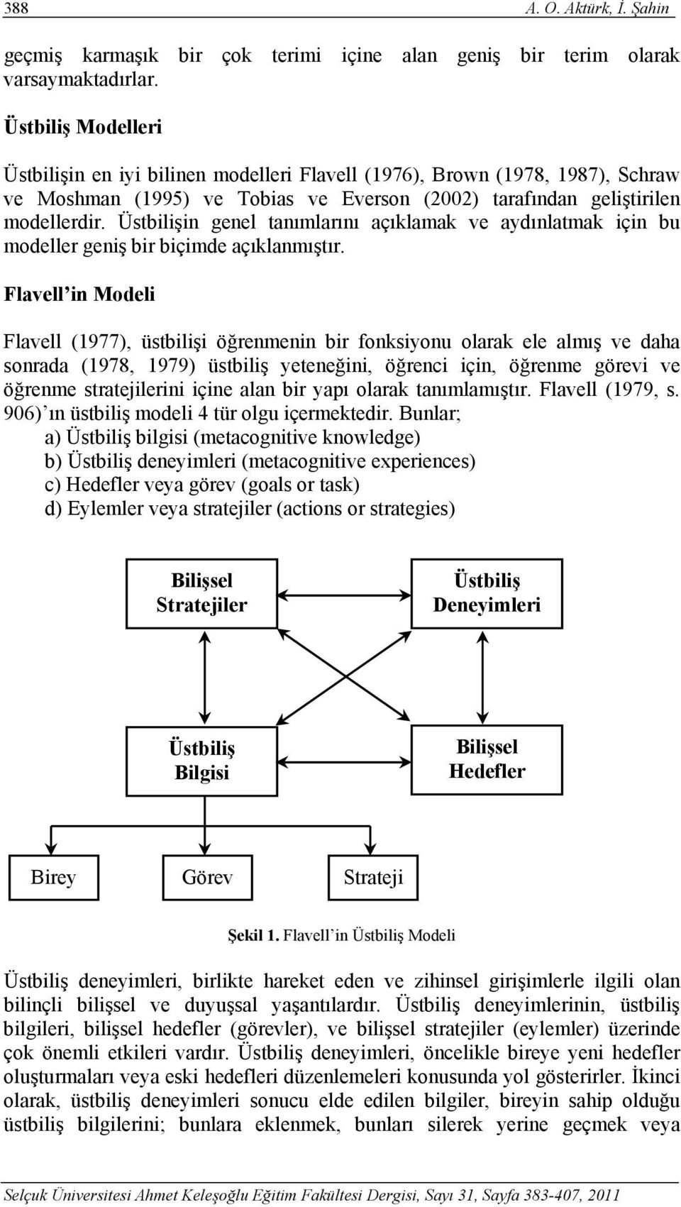 Üstbilişin genel tanımlarını açıklamak ve aydınlatmak için bu modeller geniş bir biçimde açıklanmıştır.