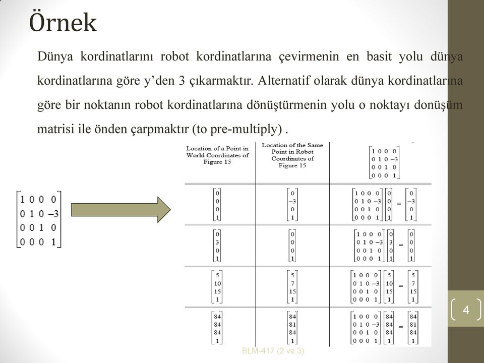 Alternatif olarak dünya kordinatlarına göre bir noktanın robot