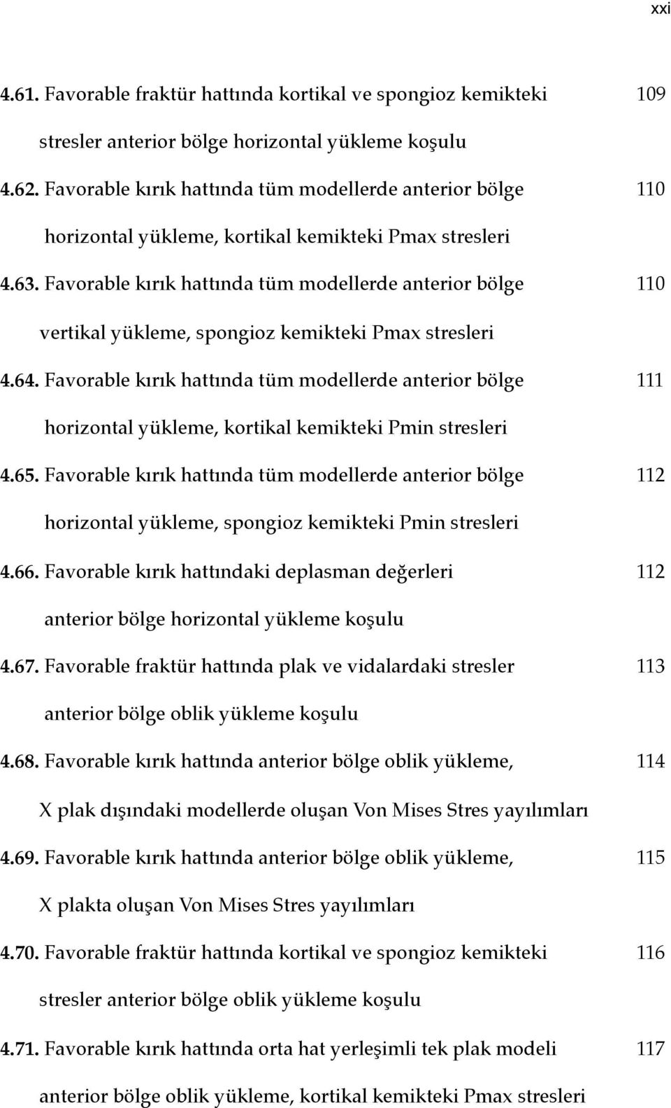 Favorable kırık hattında tüm modellerde anterior bölge 110 vertikal yükleme, spongioz kemikteki Pmax stresleri 4.64.