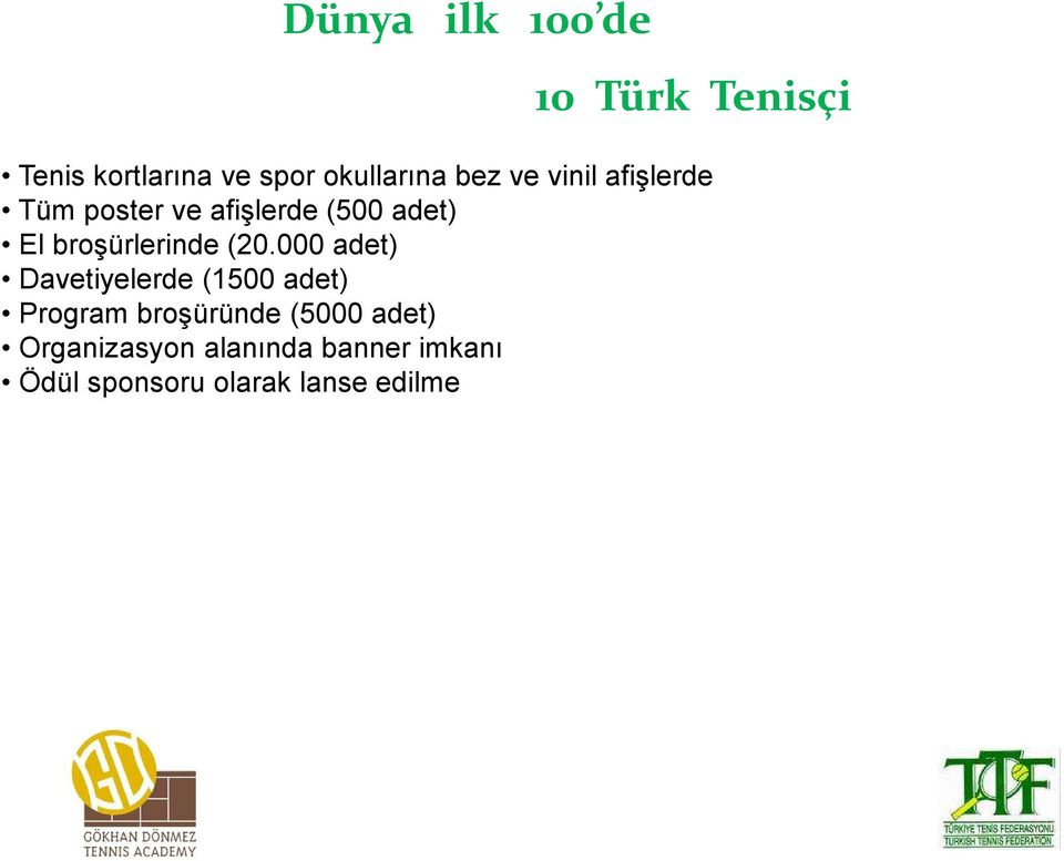 000 adet) Davetiyelerde (1500 adet) Program broşüründe (5000