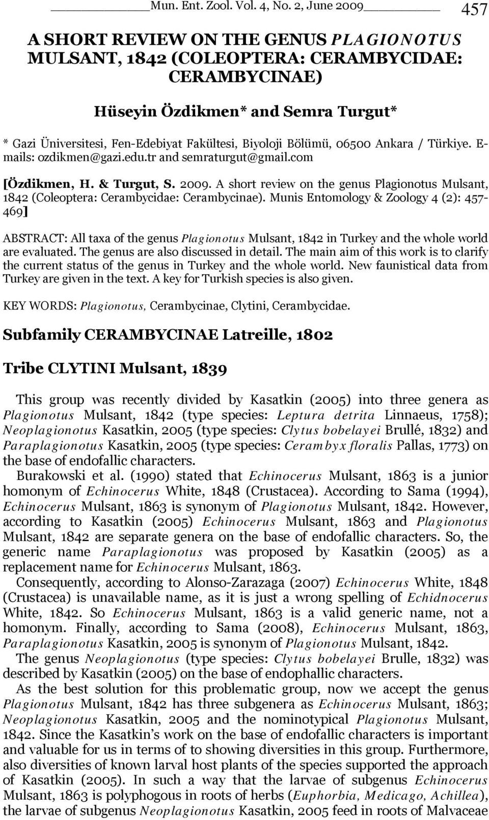 A short review on the genus Plagionotus Mulsant, 1842 (Coleoptera: Cerambycidae: Cerambycinae).