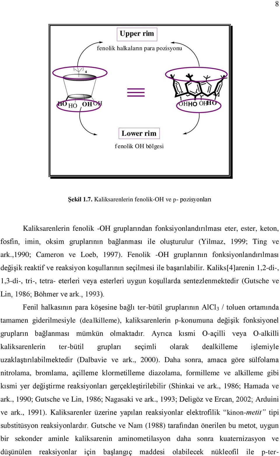 1999; Ting ve ark.,1990; Cameron ve Loeb, 1997). Fenolik -H gruplarının fonksiyonlandırılması değişik reaktif ve reaksiyon koşullarının seçilmesi ile başarılabilir.