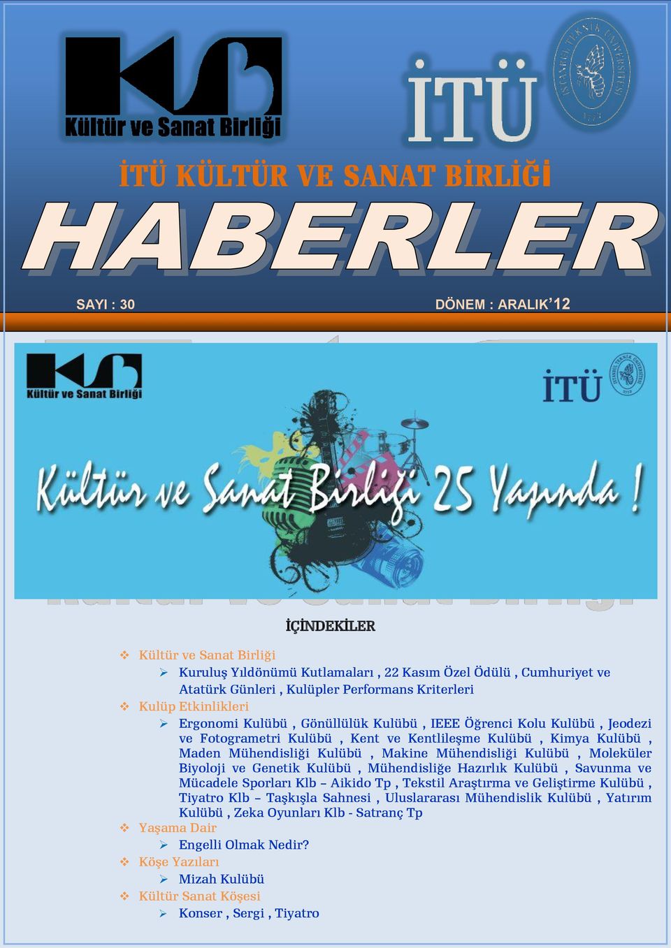 Makine Mühendisliği Kulübü, Moleküler Biyoloji ve Genetik Kulübü, Mühendisliğe Hazırlık Kulübü, Savunma ve Mücadele Sporları Klb Aikido Tp, Tekstil Araştırma ve Geliştirme Kulübü, Tiyatro Klb