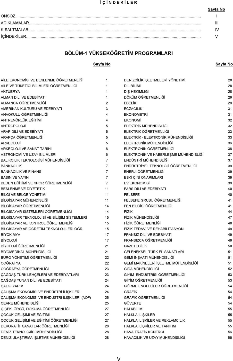 AMERİKAN KÜLTÜRÜ VE EDEBİYATI 3 ANAOKULU ÖĞRETMENLİĞİ 4 ANTRENÖRLÜK EĞİTİMİ 4 ANTROPOLOJİ 5 ARAP DİLİ VE EDEBİYATI 5 ARAPÇA ÖĞRETMENLİĞİ 5 ARKEOLOJİ 5 ARKEOLOJİ VE SANAT TARİHİ 6 ASTRONOMİ VE UZAY