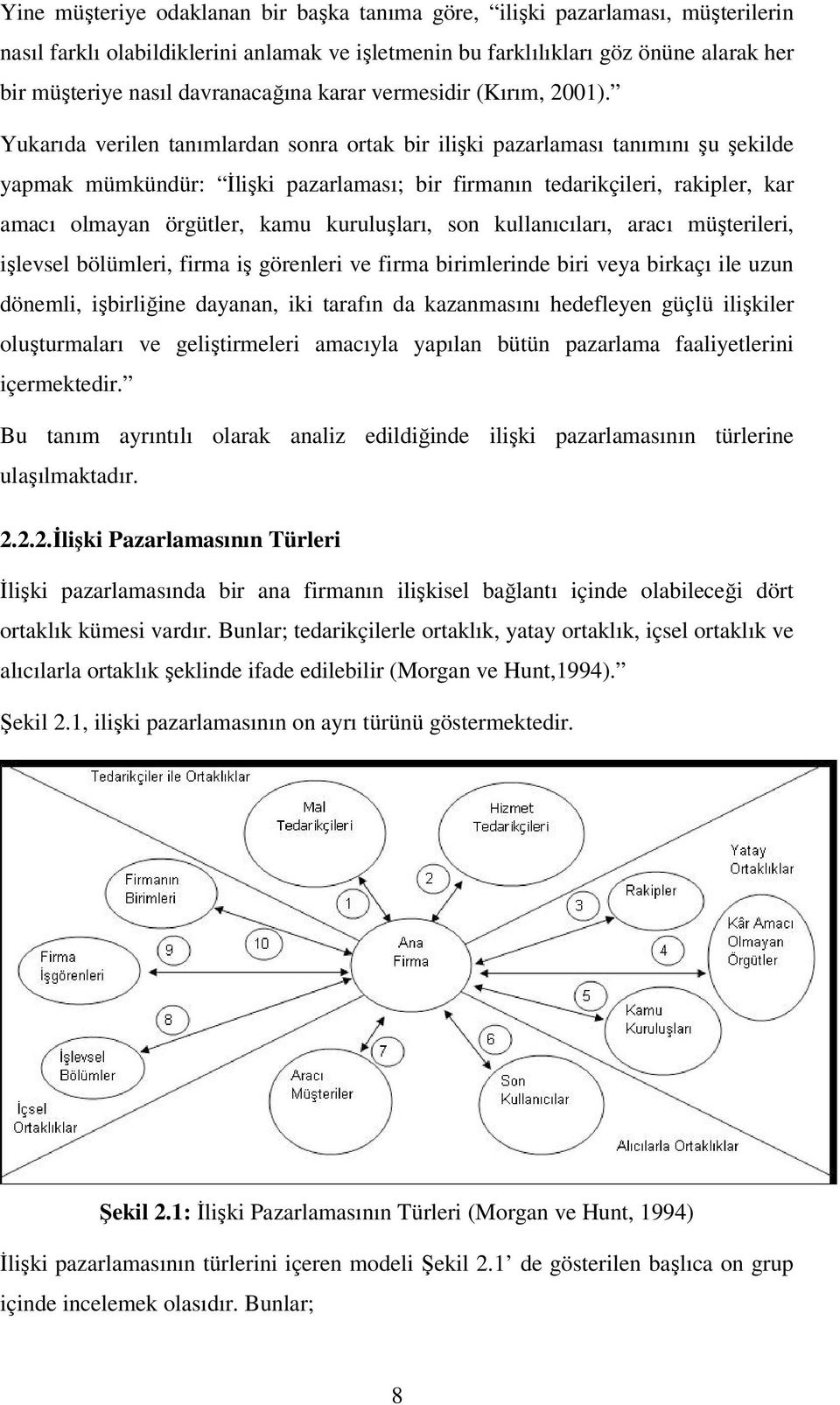 Yukarıda verilen tanımlardan sonra ortak bir ilişki pazarlaması tanımını şu şekilde yapmak mümkündür: İlişki pazarlaması; bir firmanın tedarikçileri, rakipler, kar amacı olmayan örgütler, kamu