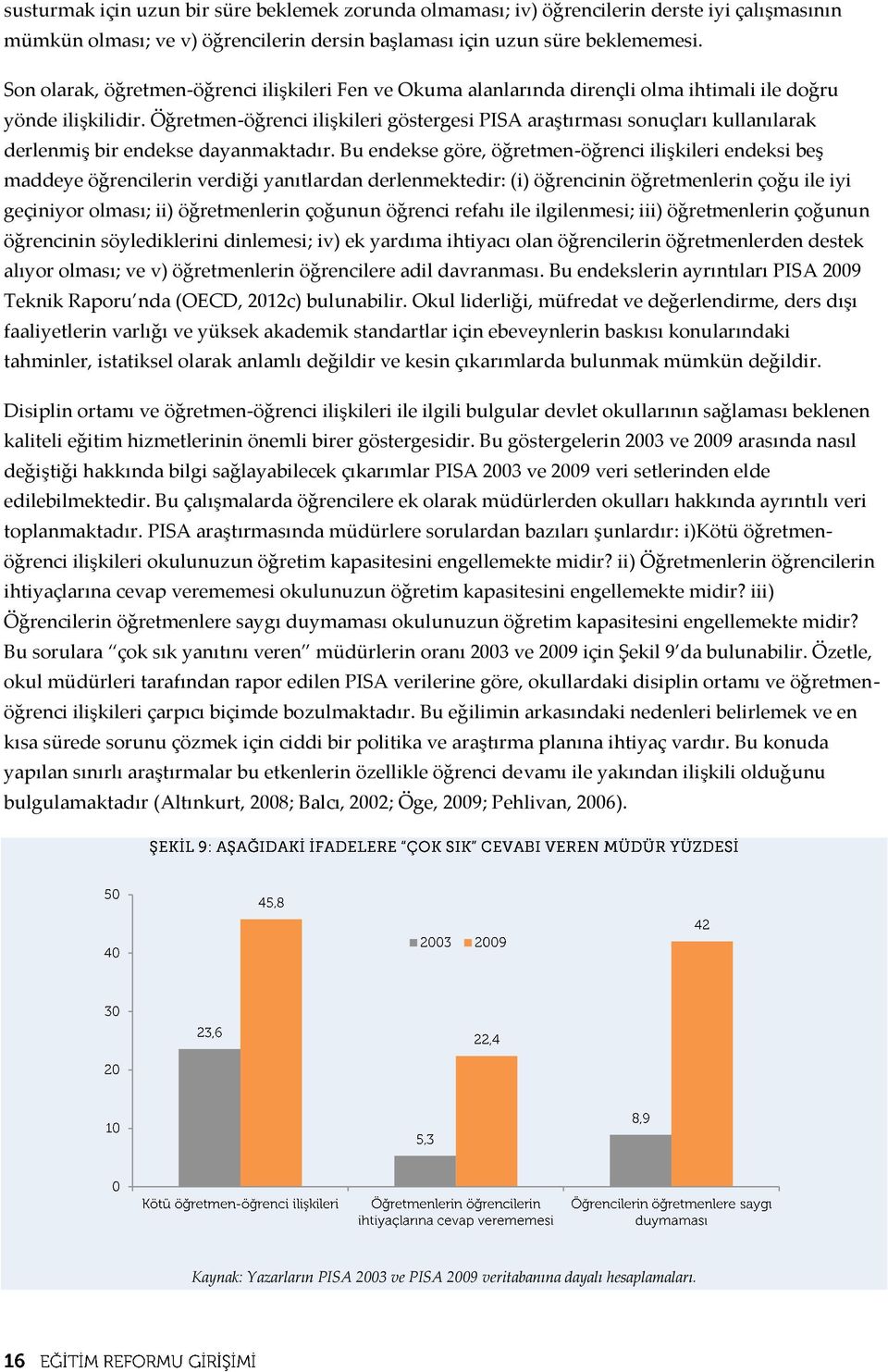 Öğretmen-öğrenci ilişkileri göstergesi PISA araştırması sonuçları kullanılarak derlenmiş bir endekse dayanmaktadır.