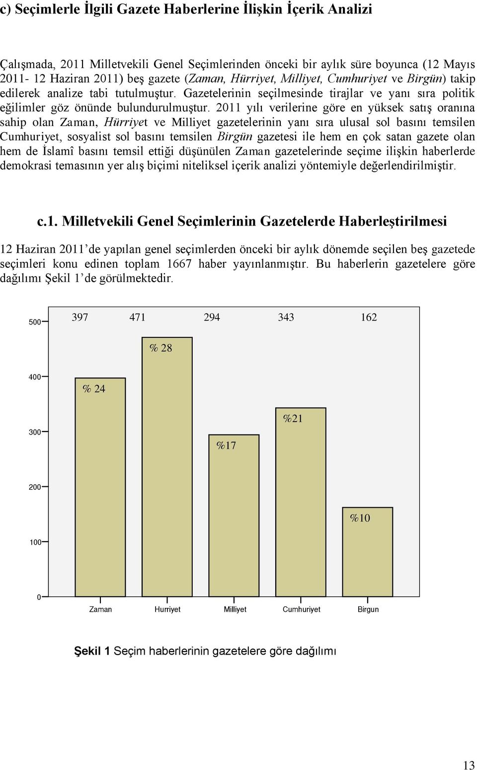 2011 yılı verilerine göre en yüksek satış oranına sahip olan Zaman, Hürriyet ve Milliyet gazetelerinin yanı sıra ulusal sol basını temsilen Cumhuriyet, sosyalist sol basını temsilen Birgün gazetesi