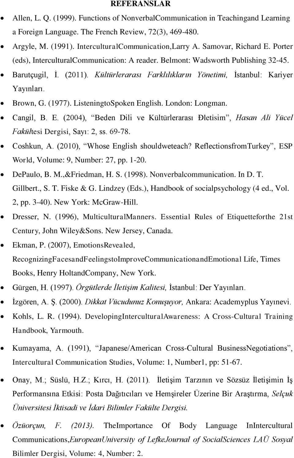 Kültürlerarası Farklılıkların Yönetimi, İstanbul: Kariyer Yayınları. Brown, G. (1977). ListeningtoSpoken En