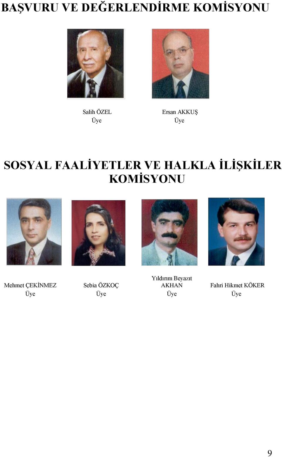 ĠLĠġKĠLER KOMĠSYONU Yıldırım Beyazıt Mehmet