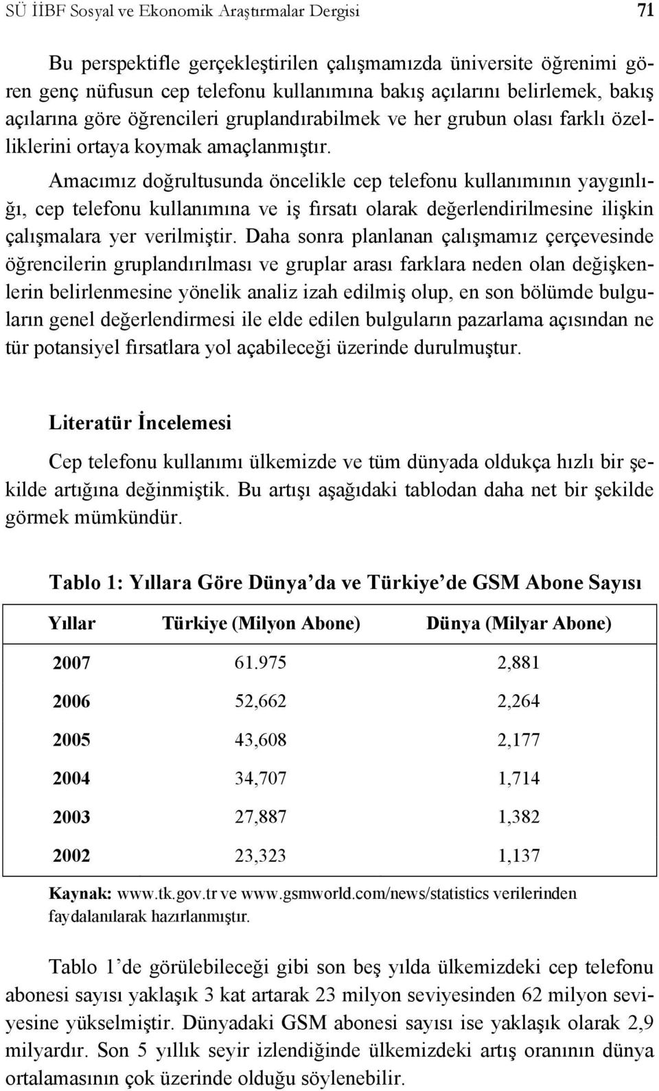 Amacımız doğrultusunda öncelikle cep telefonu kullanımının yaygınlığı, cep telefonu kullanımına ve iş fırsatı olarak değerlendirilmesine ilişkin çalışmalara yer verilmiştir.