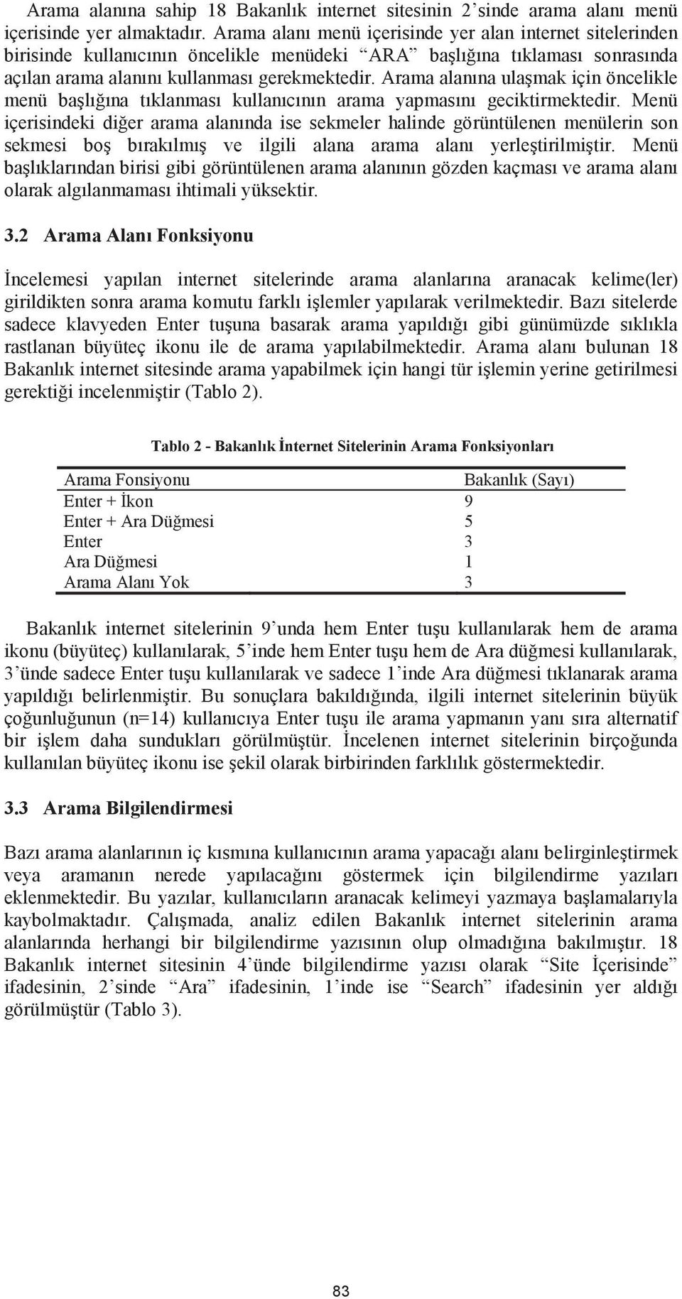 Arama alanına ulaşmak için öncelikle menü başlığına tıklanması kullanıcının arama yapmasını geciktirmektedir.