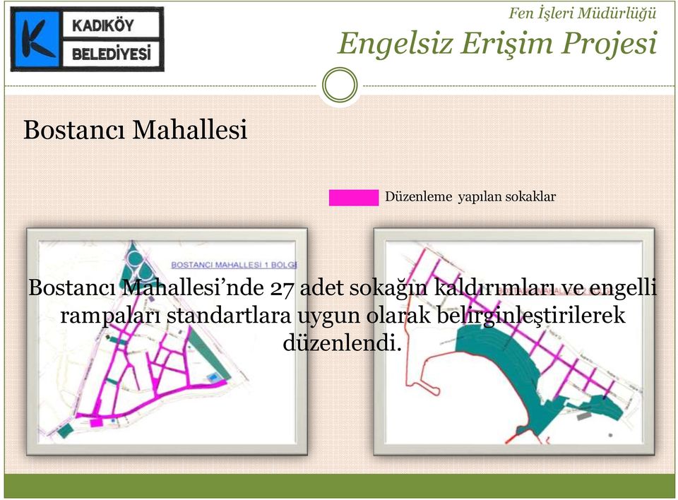 sokağın kaldırımları ve engelli rampaları