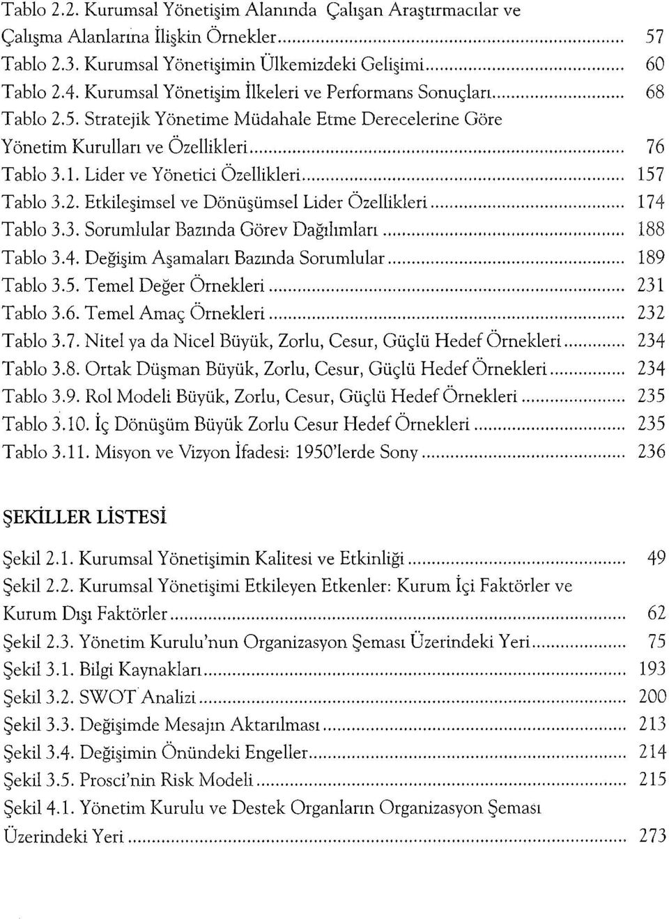 Lider ve Yönetici Özellikleri... 157 Tablo 3.2. Etkile imsel ve Dönü ümsel Lider Özellikleri... 174 Tablo 3.3. Sorumlular Bazında Görev Dağılımlan... 188 Tab lo 3.4. Deği im A amalan Bazında Sorumlular.