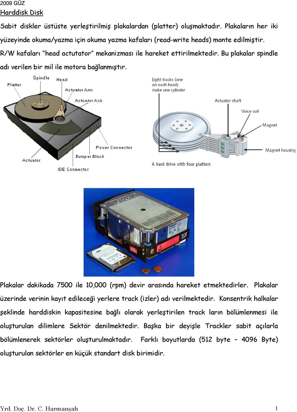 Plakalar dakikada 7500 ile 10,000 (rpm) devir arasında hareket etmektedirler. Plakalar üzerinde verinin kayıt edileceği yerlere track (izler) adı verilmektedir.