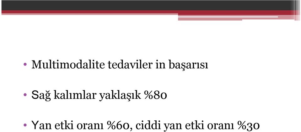 yaklaşık %80 Yan etki