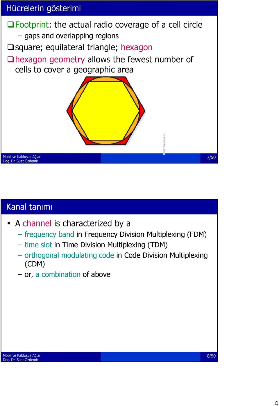 tanımı A channel is characterized by a frequency band in Frequency Division Multiplexing (FDM) time slotin Time