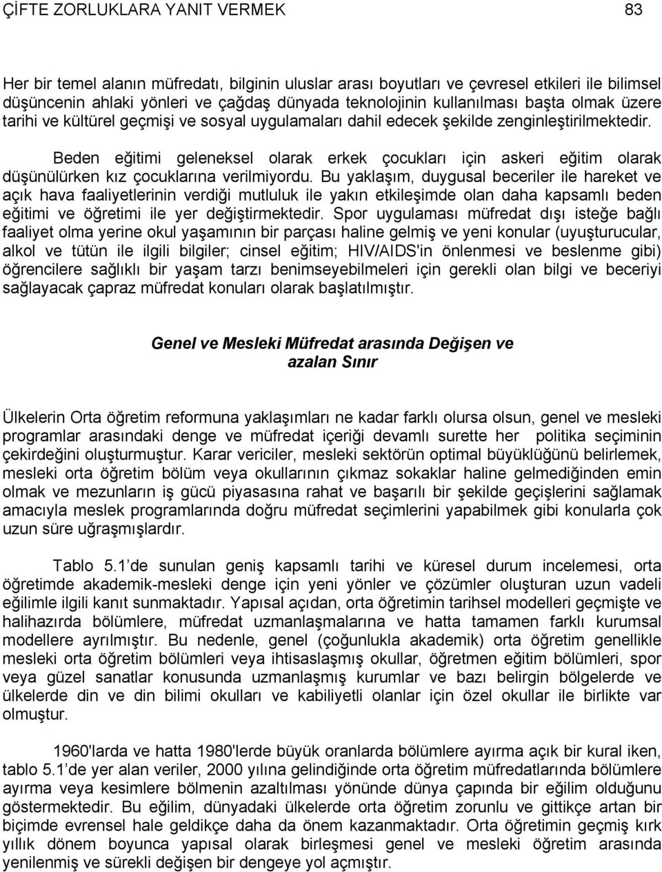 Beden eğitimi geleneksel olarak erkek çocukları için askeri eğitim olarak düşünülürken kız çocuklarına verilmiyordu.