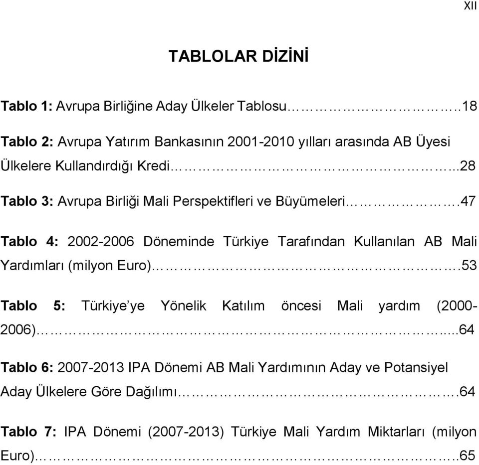 ..28 Tablo 3: Avrupa Birliği Mali Perspektifleri ve Büyümeleri.