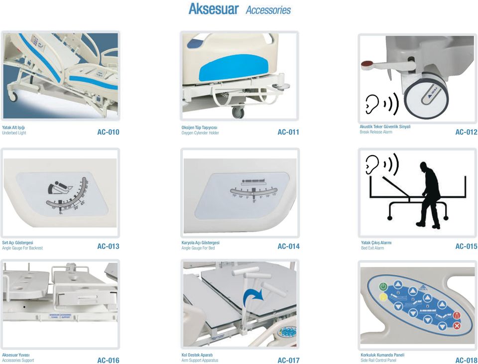 Göstergesi Angle Gauge For Bed AC-014 Yatak Çıkış Alarmı Bed Exit Alarm AC-015 Aksesuar Yuvası Accessories