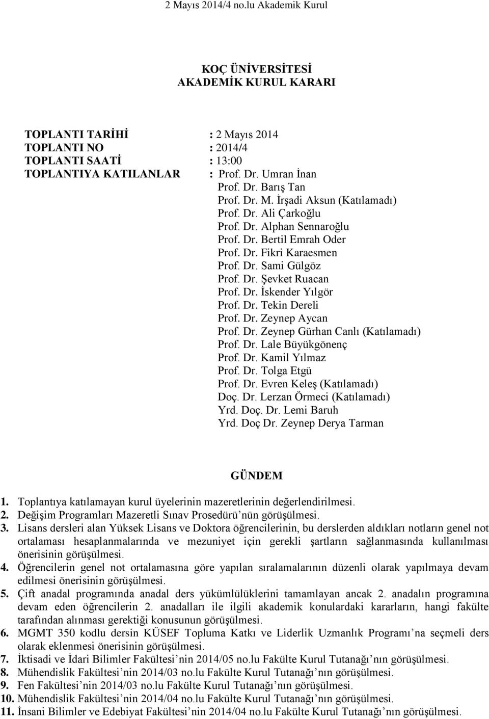 Dr. Zeynep Aycan Prof. Dr. Zeynep Gürhan Canlı (Katılamadı) Prof. Dr. Lale Büyükgönenç Prof. Dr. Kamil Yılmaz Prof. Dr. Tolga Etgü Prof. Dr. Evren Keleş (Katılamadı) Doç. Dr. Lerzan Örmeci (Katılamadı) Yrd.