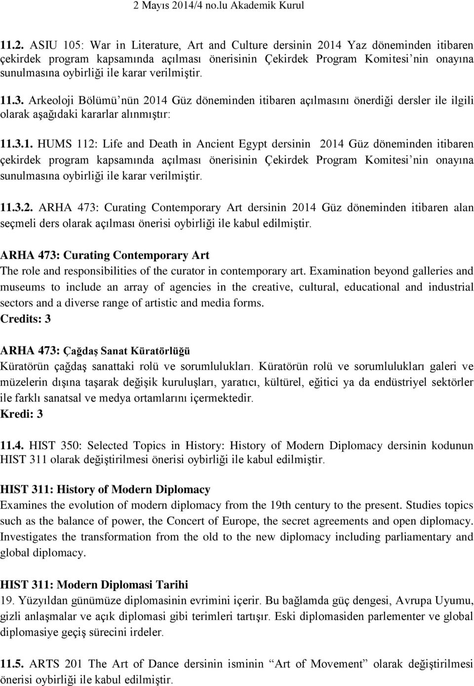 .3. Arkeoloji Bölümü nün 2014