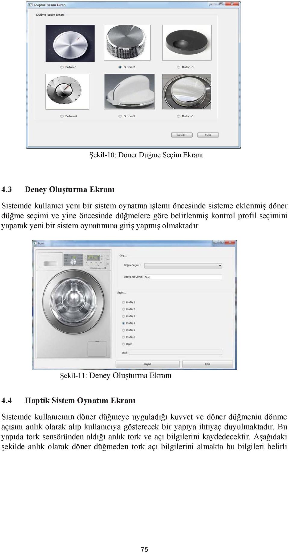 kontrol profil seçimini yaparak yeni bir sistem oynatımına giriş yapmış olmaktadır. Şekil-11: Deney Oluşturma Ekranı 4.