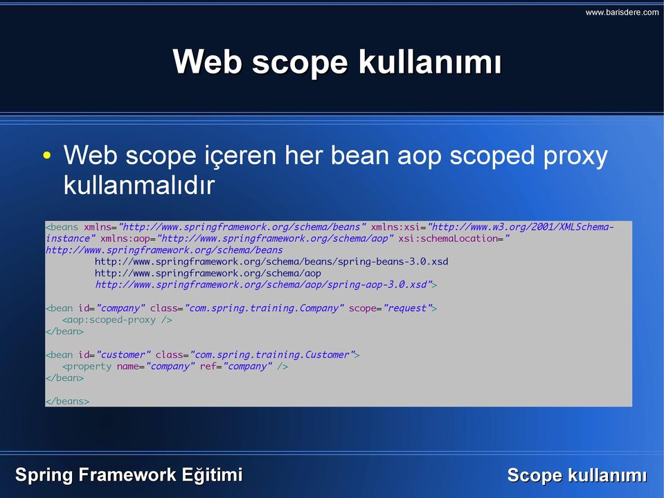 0.xsd http://www.springframework.org/schema/aop http://www.springframework.org/schema/aop/spring-aop-3.0.xsd"> <bean id="company" class="com.spring.training.