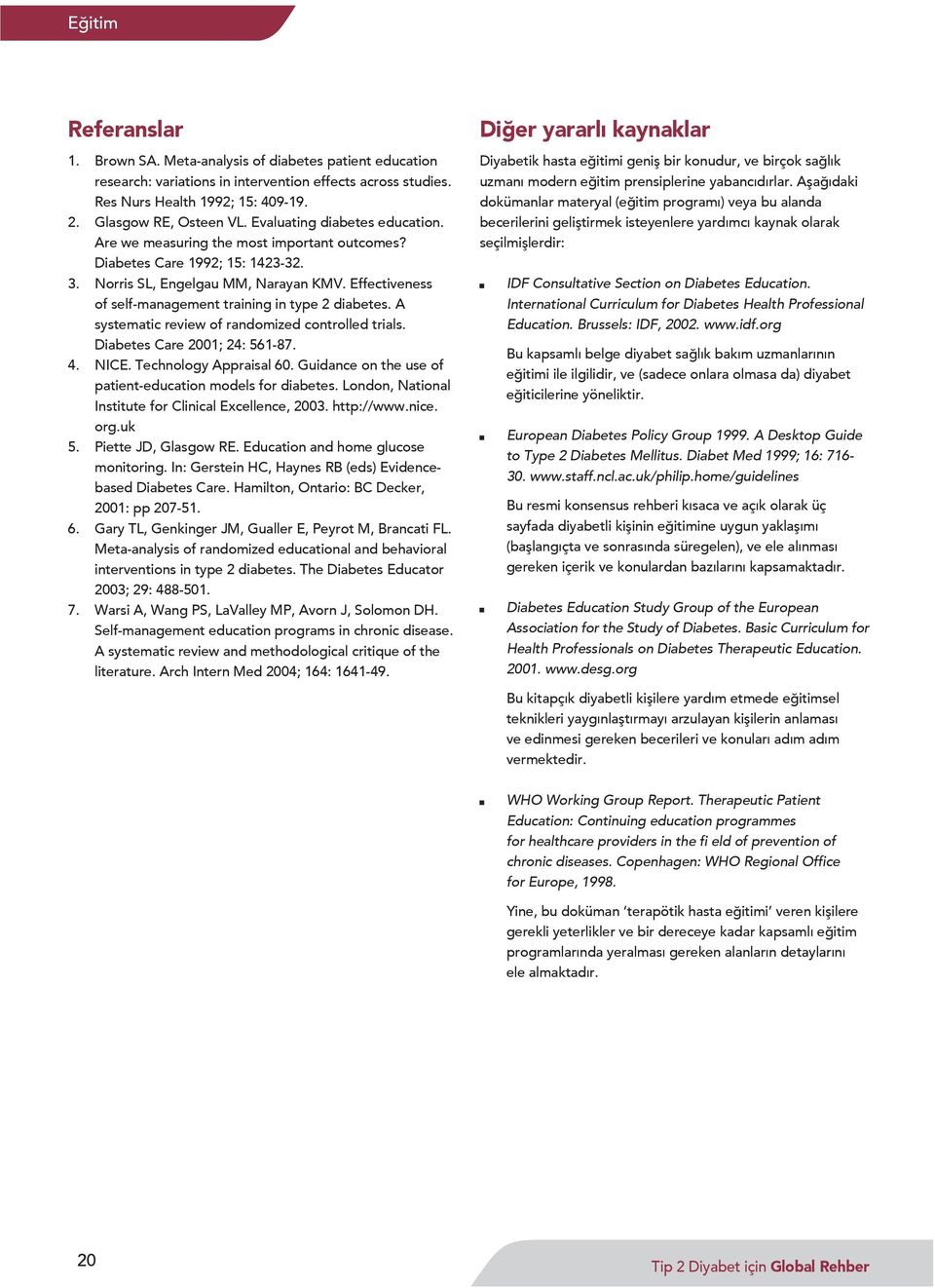 Effectiveness of self-management training in type 2 diabetes. A systematic review of randomized controlled trials. Diabetes Care 2001; 24: 561-87. 4. NICE. Technology Appraisal 60.