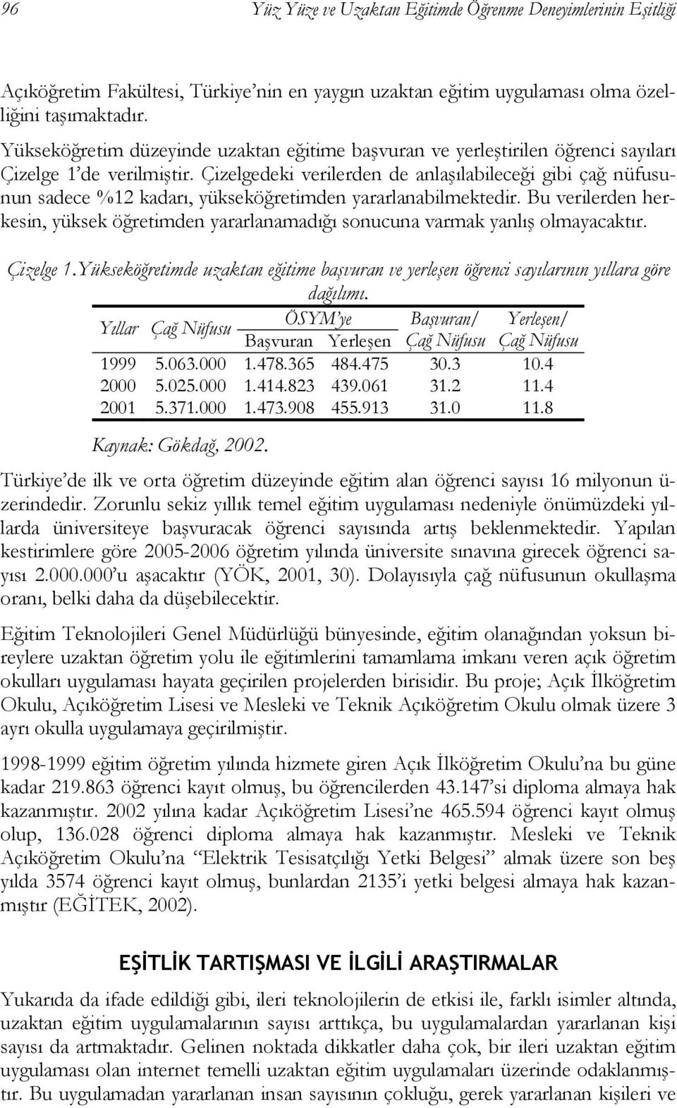 Çizelgedeki verilerden de anlaşılabileceği gibi çağ nüfusunun sadece %12 kadarı, yükseköğretimden yararlanabilmektedir.