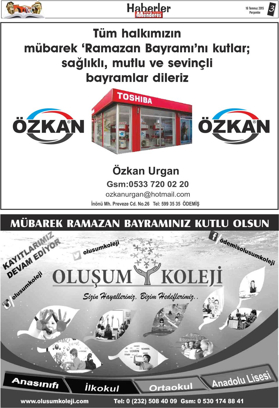 mutlu ve sevinçli bayramlar dileriz