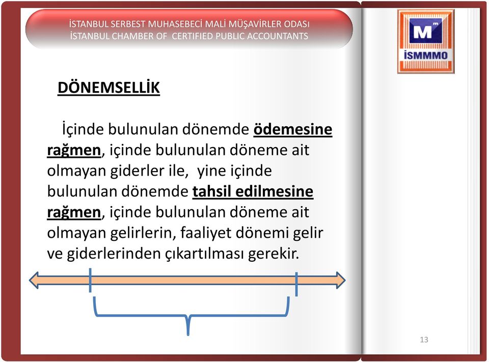 dönemde tahsil edilmesine rağmen, içinde bulunulan döneme ait