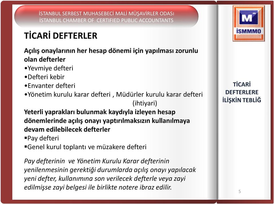 edilebilecek defterler Pay defteri Genel kurul toplantı ve müzakere defteri Pay defterinin ve Yönetim Kurulu Karar defterinin yenilenmesinin gerektiği durumlarda