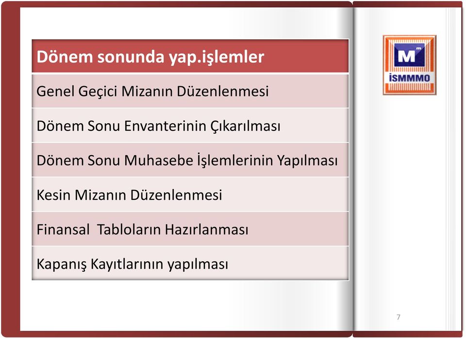 Envanterinin Çıkarılması Dönem Sonu Muhasebe İşlemlerinin