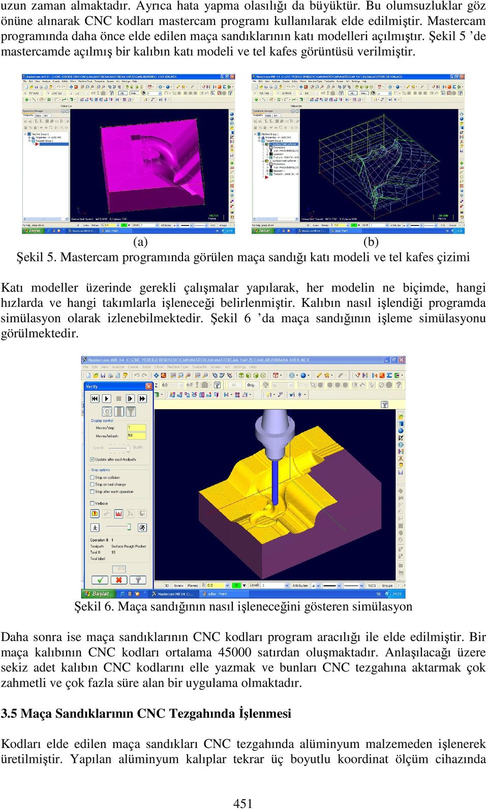 de mastercamde açılmış bir kalıbın katı modeli ve tel kafes görüntüsü verilmiştir. Şekil 5.