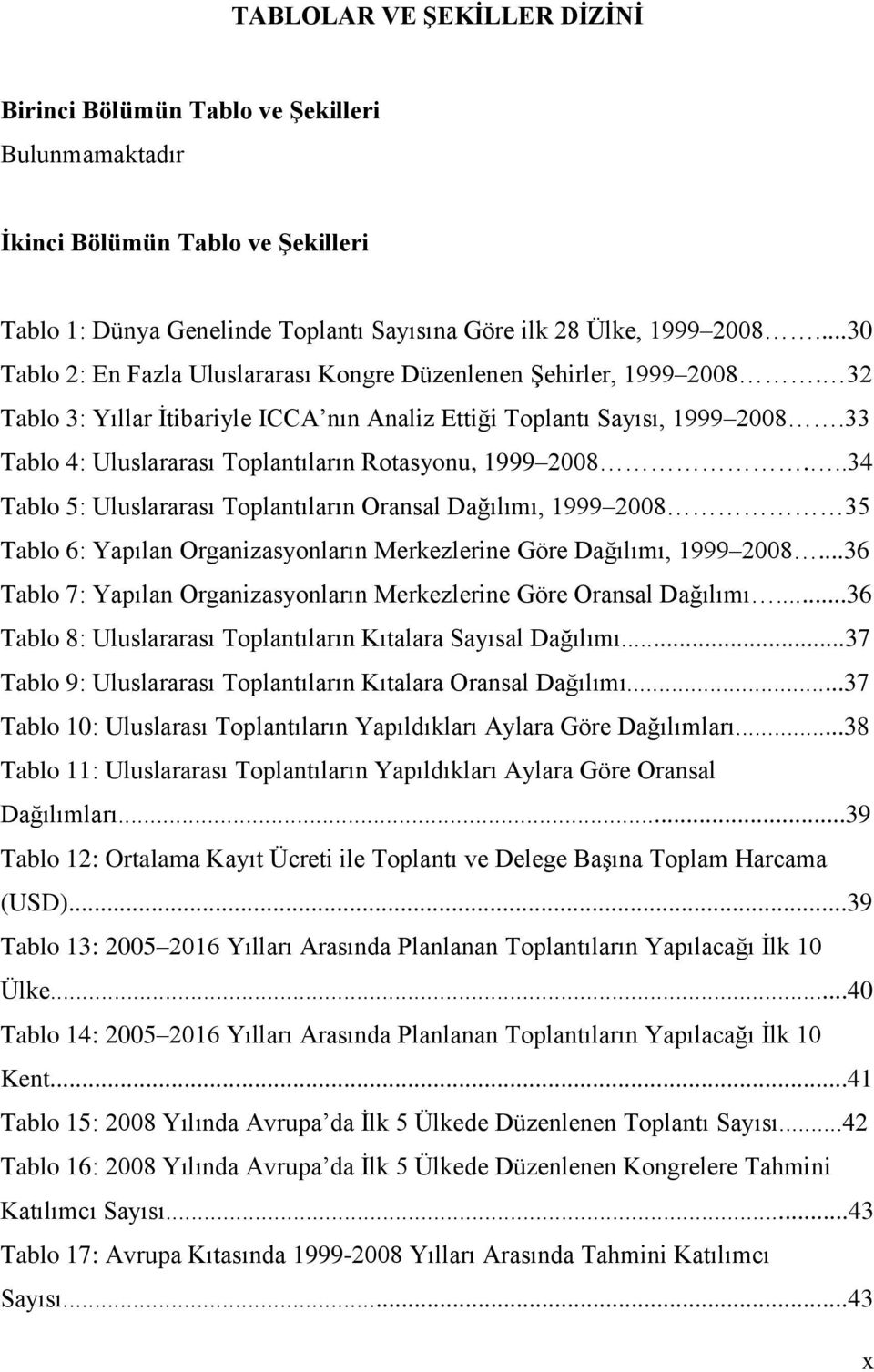 33 Tablo 4: Uluslararası Toplantıların Rotasyonu, 1999 2008.