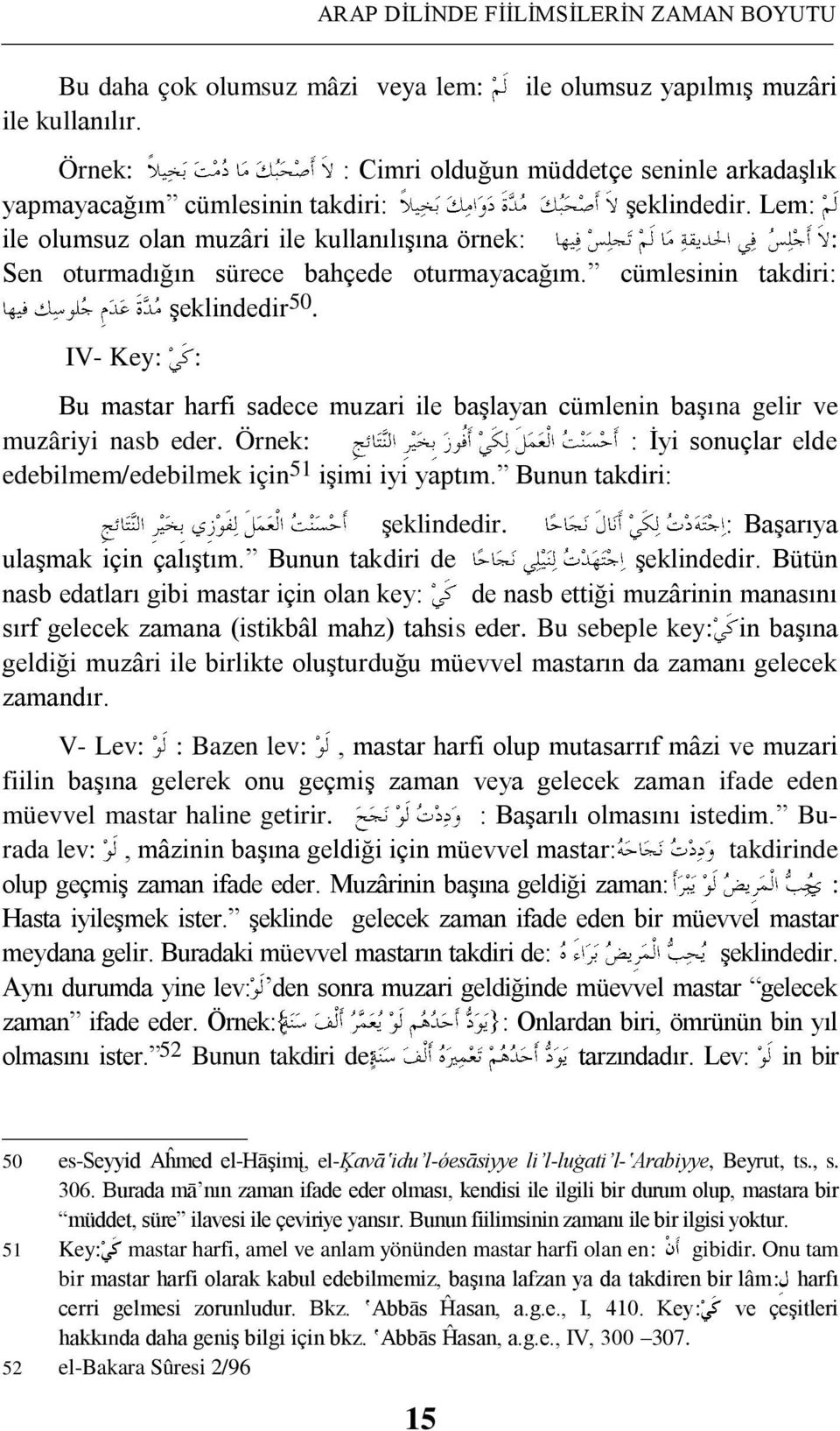 cümlesinin takdiri: Ģeklindedir 50. IV- Key: : Bu mastar harfi sadece muzari ile baģlayan cümlenin baģına gelir ve muzâriyi nasb eder.