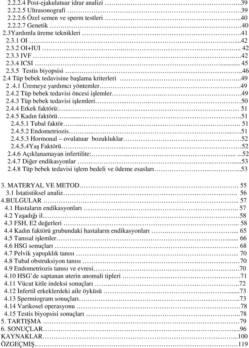 .... 50 2.4.4 Erkek faktörü:.. 51 2.4.5 Kadın faktörü.....51 2.4.5.1 Tubal faktör.... 51 2.4.5.2 Endometriozis.......51 2.4.5.3 Hormonal ovulatuar bozukluklar 52 2.4.5.4Yaş Faktörü.. 52 2.4.6 Açıklanamayan infertilite:.