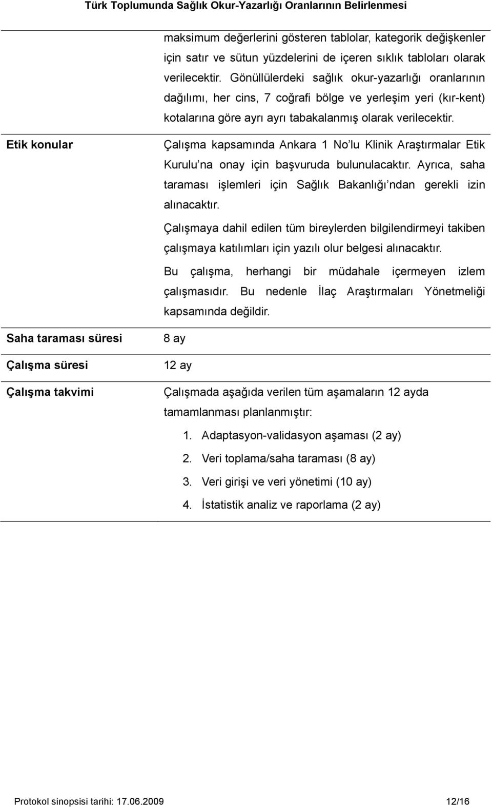 Etik konular Çalışma kapsamında Ankara 1 No lu Klinik Araştırmalar Etik Kurulu na onay için başvuruda bulunulacaktır.