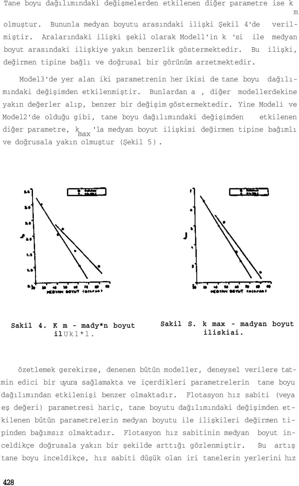 Model3'de yer alan iki parametrenin her ikisi de tane boyu dağılımındaki değişimden etkilenmiştir. Bunlardan a, diğer modellerdekine yakın değerler alıp, benzer bir değişim göstermektedir.