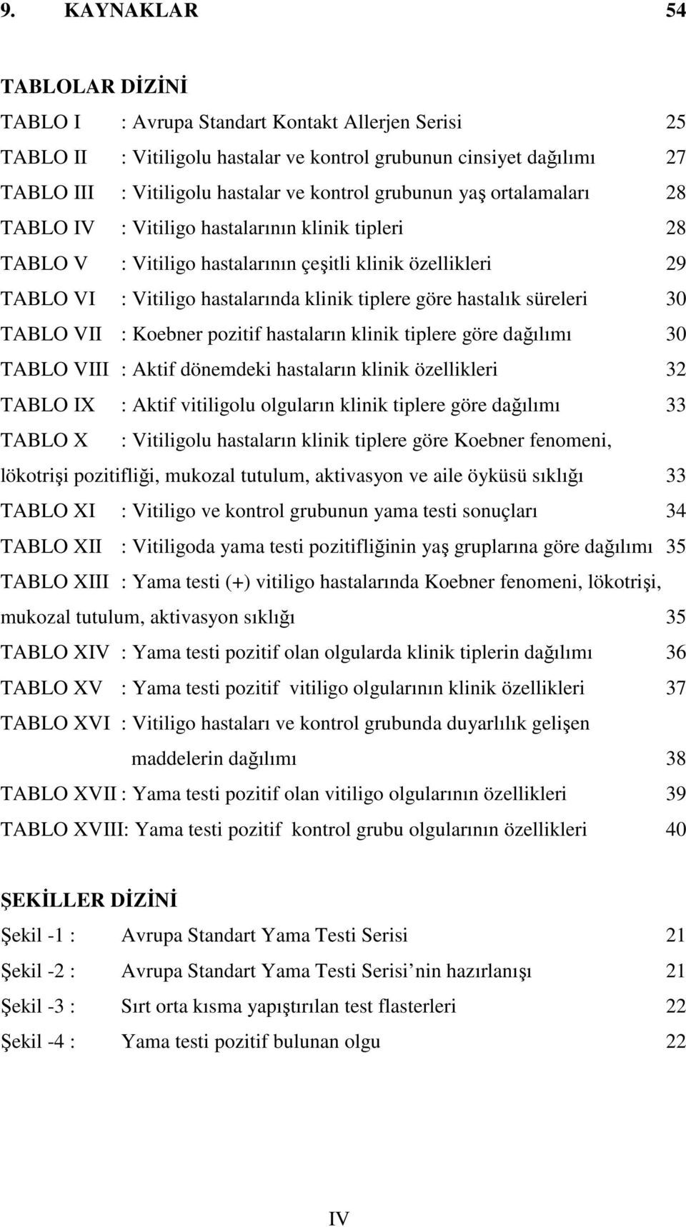 hastalık süreleri 30 TABLO VII : Koebner pozitif hastaların klinik tiplere göre dağılımı 30 TABLO VIII : Aktif dönemdeki hastaların klinik özellikleri 32 TABLO IX : Aktif vitiligolu olguların klinik