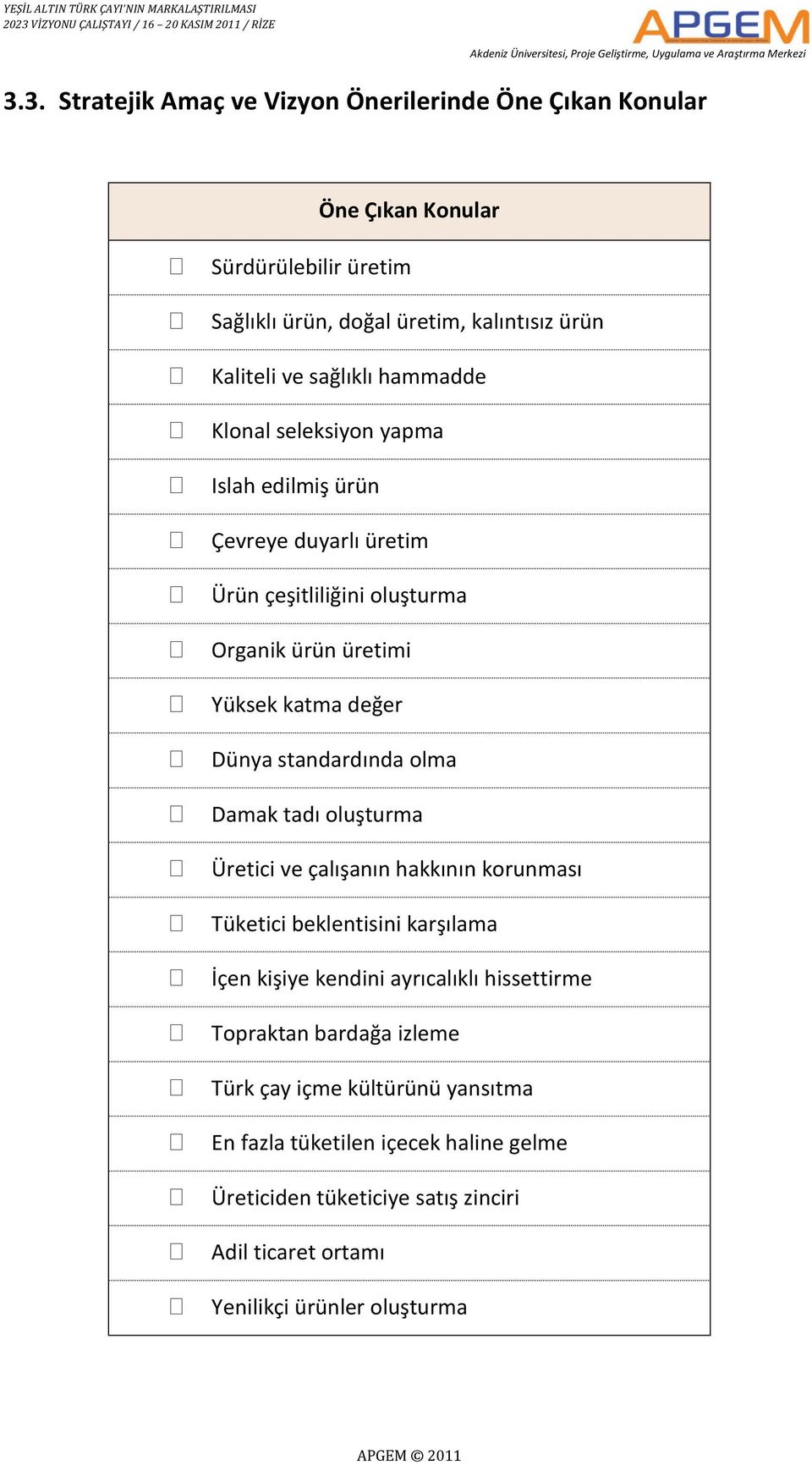 standardında olma Damak tadı oluşturma Üretici ve çalışanın hakkının korunması Tüketici beklentisini karşılama İçen kişiye kendini ayrıcalıklı hissettirme