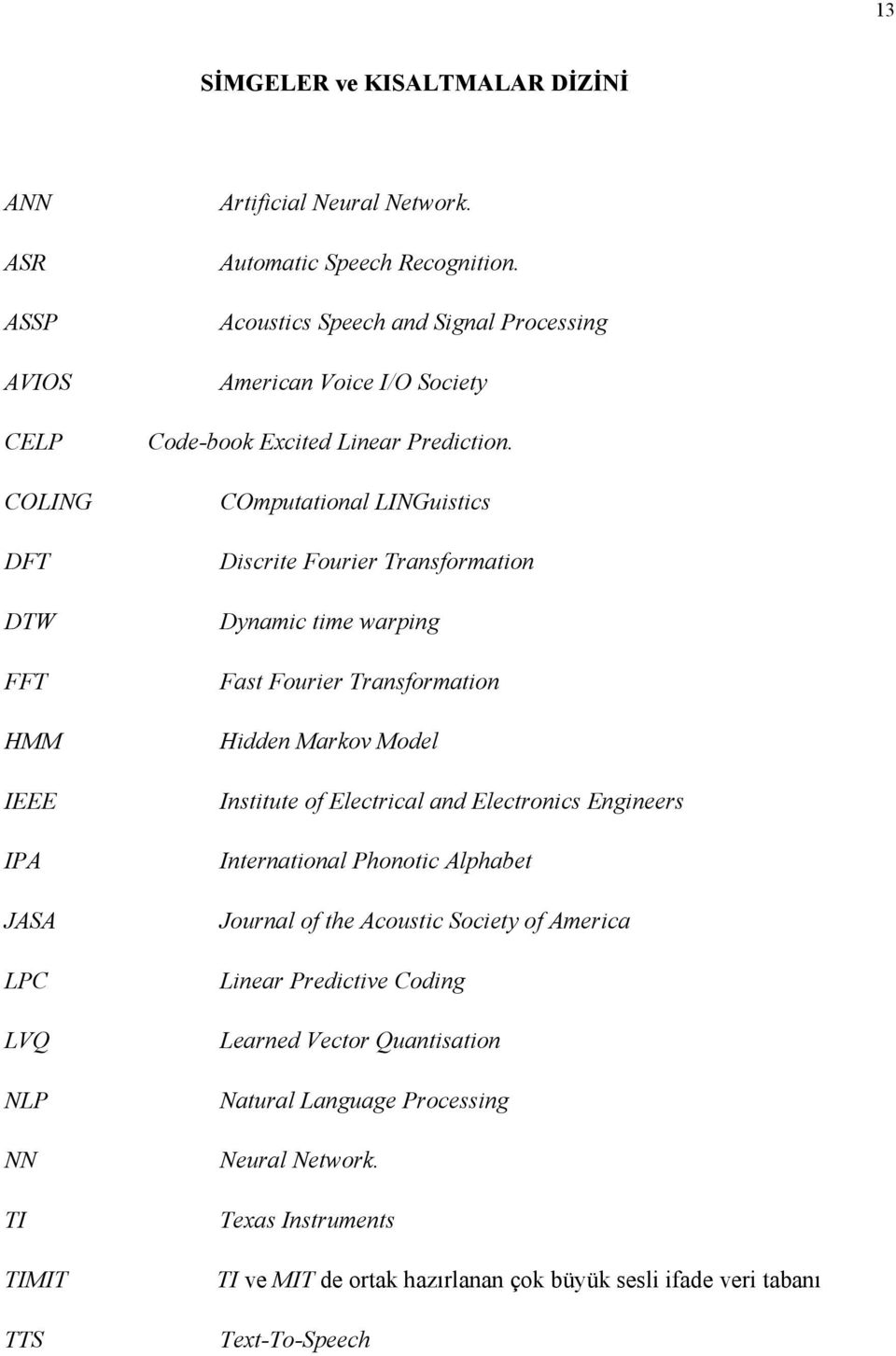 COmputational LINGuistics Discrite Fourier Transformation Dynamic time warping Fast Fourier Transformation Hidden Markov Model Institute of Electrical and Electronics Engineers