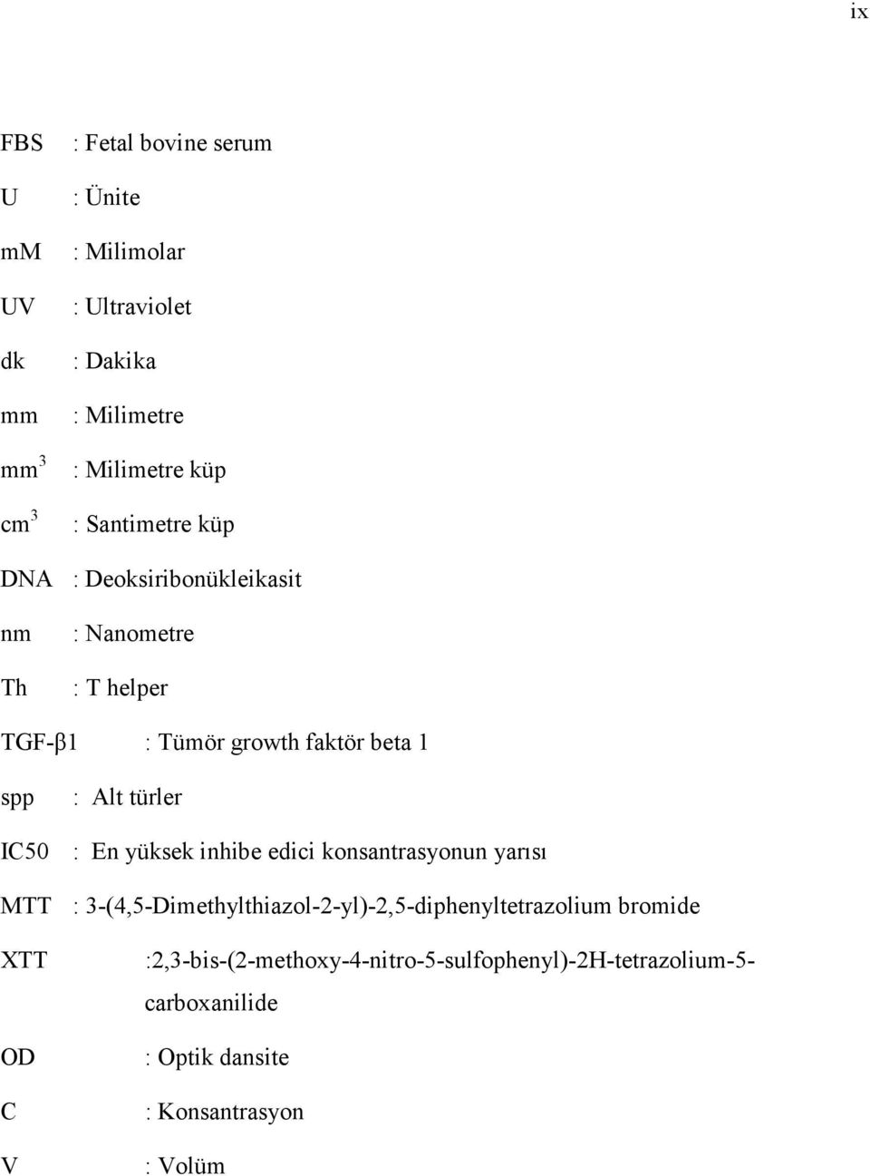 türler IC50 : En yüksek inhibe edici konsantrasyonun yarısı MTT : 3-(4,5-Dimethylthiazol-2-yl)-2,5-diphenyltetrazolium