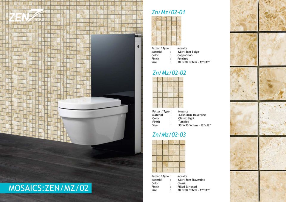 5x1cm - 12 x12 Zn/Mz/02-02 Patter / Type : Mosaics Material : 4.8x4.